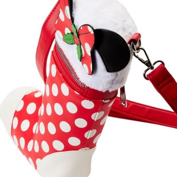 Today only!! Loungefly Minnie Mouse Stocking Crossbody Bag new with tags - Picture 6 of 6